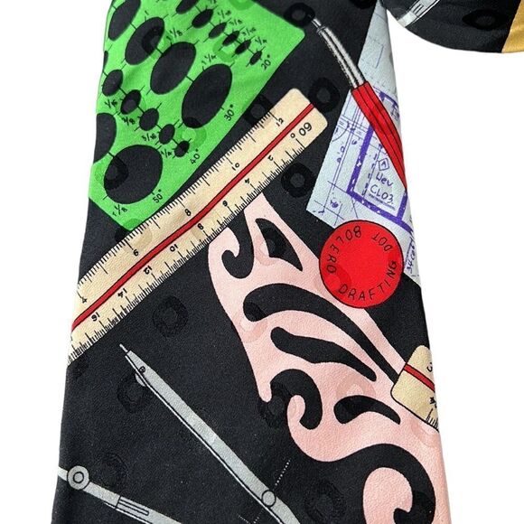 Novelty Necktie Drafting Drawing Designer Architect Paolo Ricci 100% Silk - Picture 3 of 6